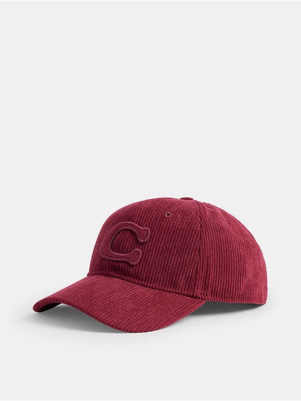 Coach Corduroy Baseball Cap with Raised 'C' Logo - Burgundy UNISEX ✨